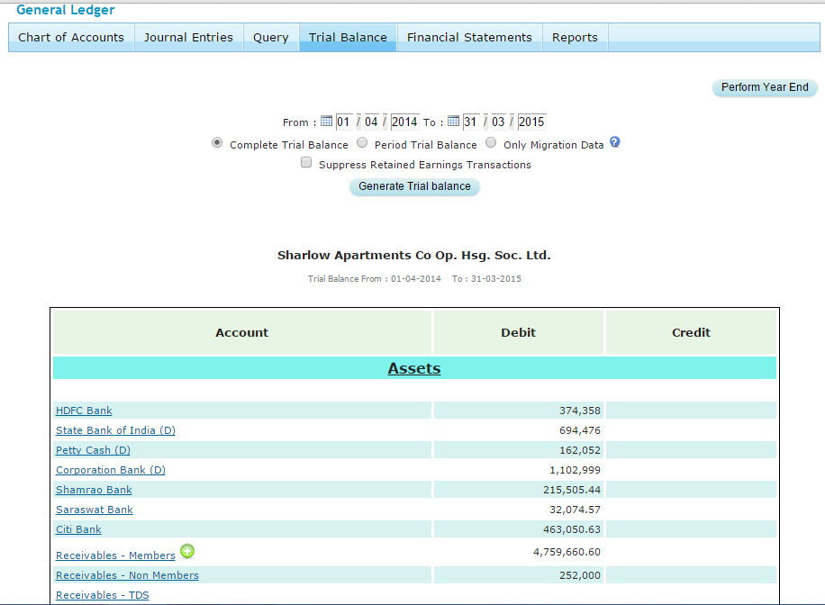 Live Trial Balance