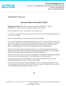 ApartmentADDA rebranded to ADDA